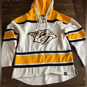 47 Brand Lace-Up Hoodie - Yellow, Black & Cream Nashville Hockey
